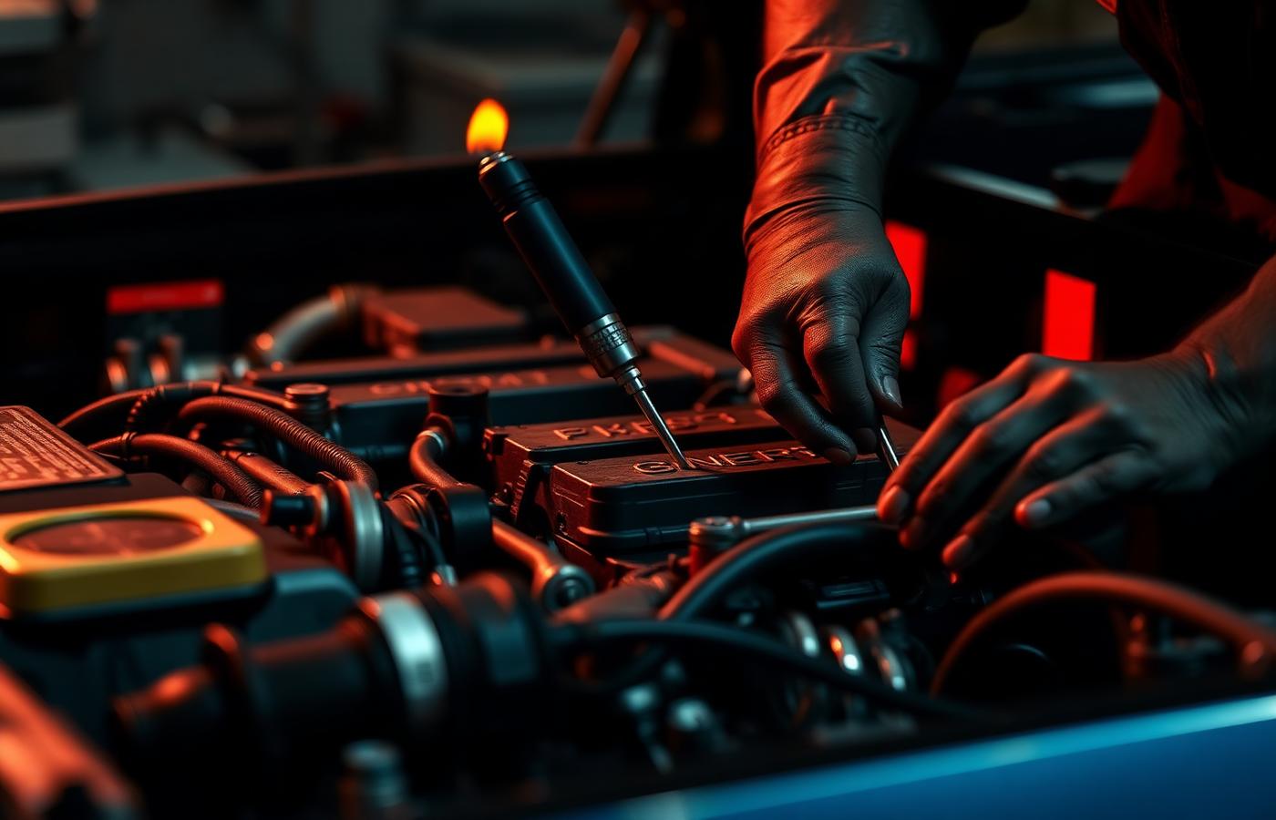 Mechanic working on an engine